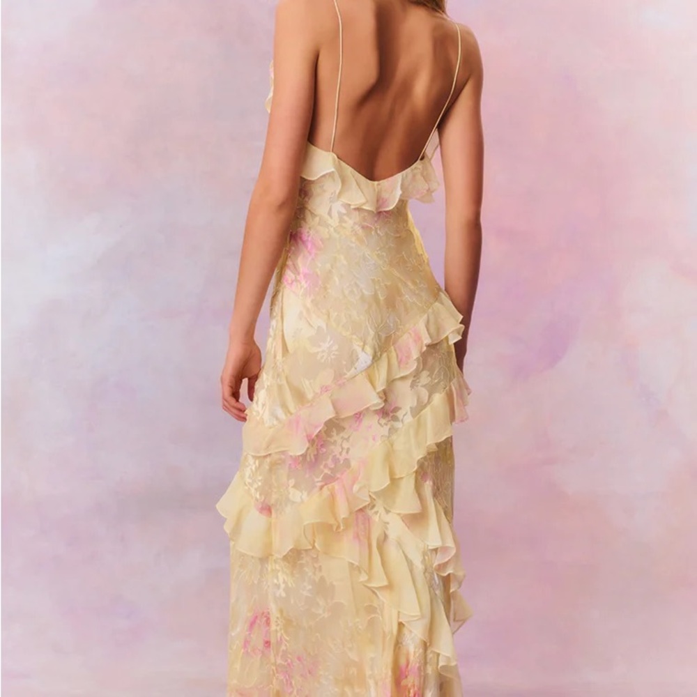 LoveShackFancy Rialto Dress Yellow Melon